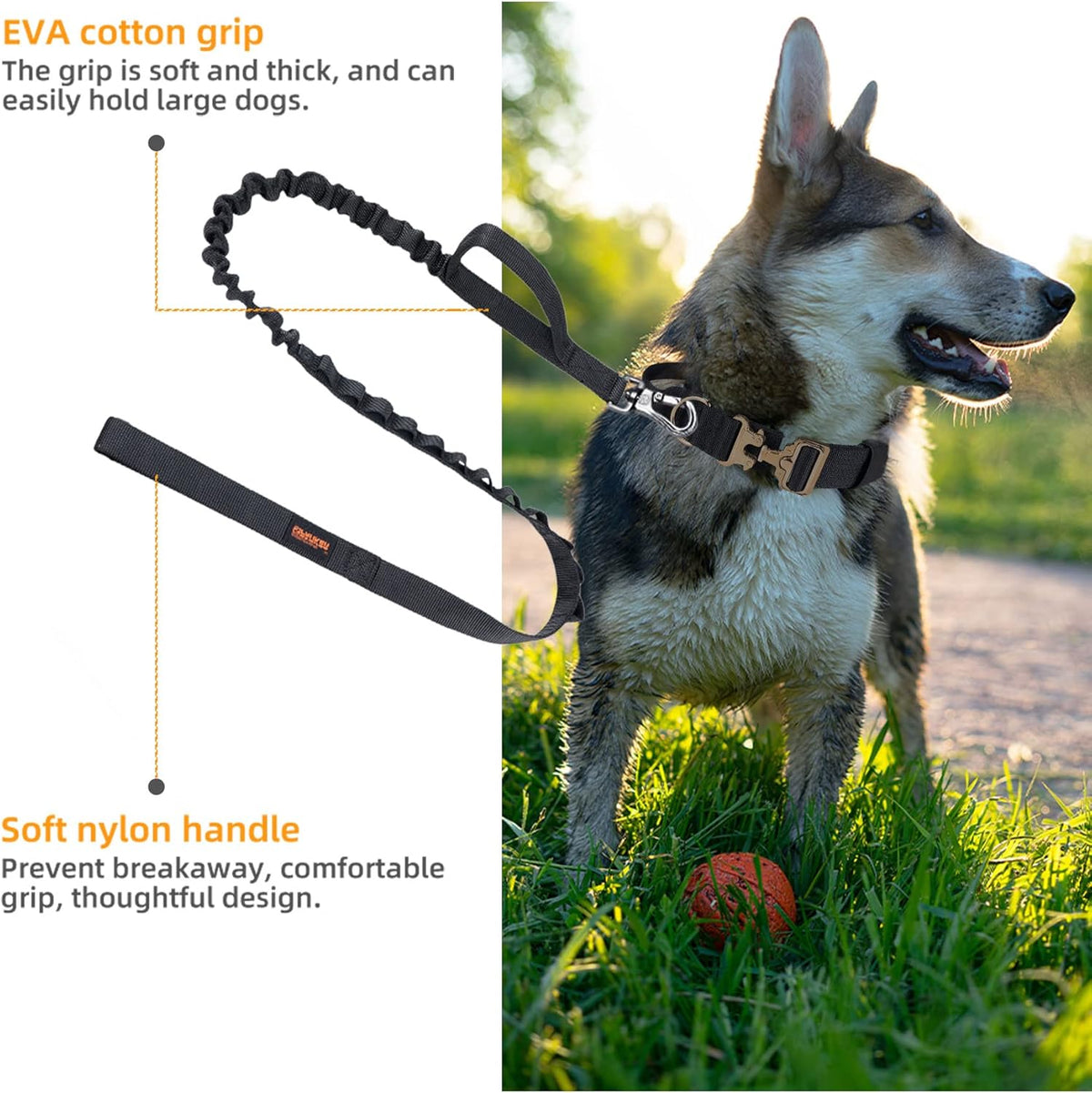 EXCELLENT ELITE SPANKER Tactical Bungee Dog Leash Military Adjustable Dog Leash Quick Release