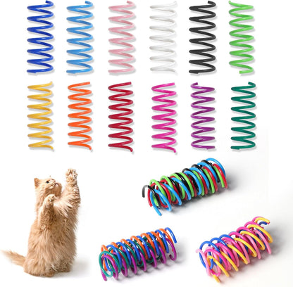 12PCS 12Colors Cat Spring Toys for Indoor Cats, Interactive Coil Springs for Self Play, Durable