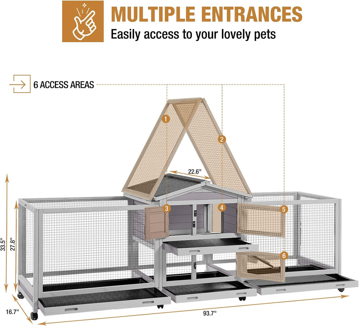 GUTINNEEN Rabbit Hutch Guinea Pig Cage with Double Run Indoor Bunny Hutch Outdoor Rabbit House with