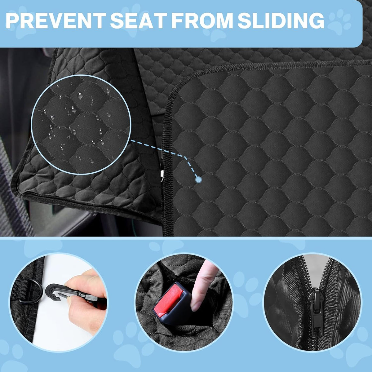 Dog Car Seat Cover for Back Seat, Waterproof Protector with Side Flaps, Scratchproof Hammock