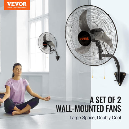 VEVOR Wall Mount Fan, 2 PCS 20 inch Oscillating, 3-speed High Velocity Max. 4000 CFM Industrial