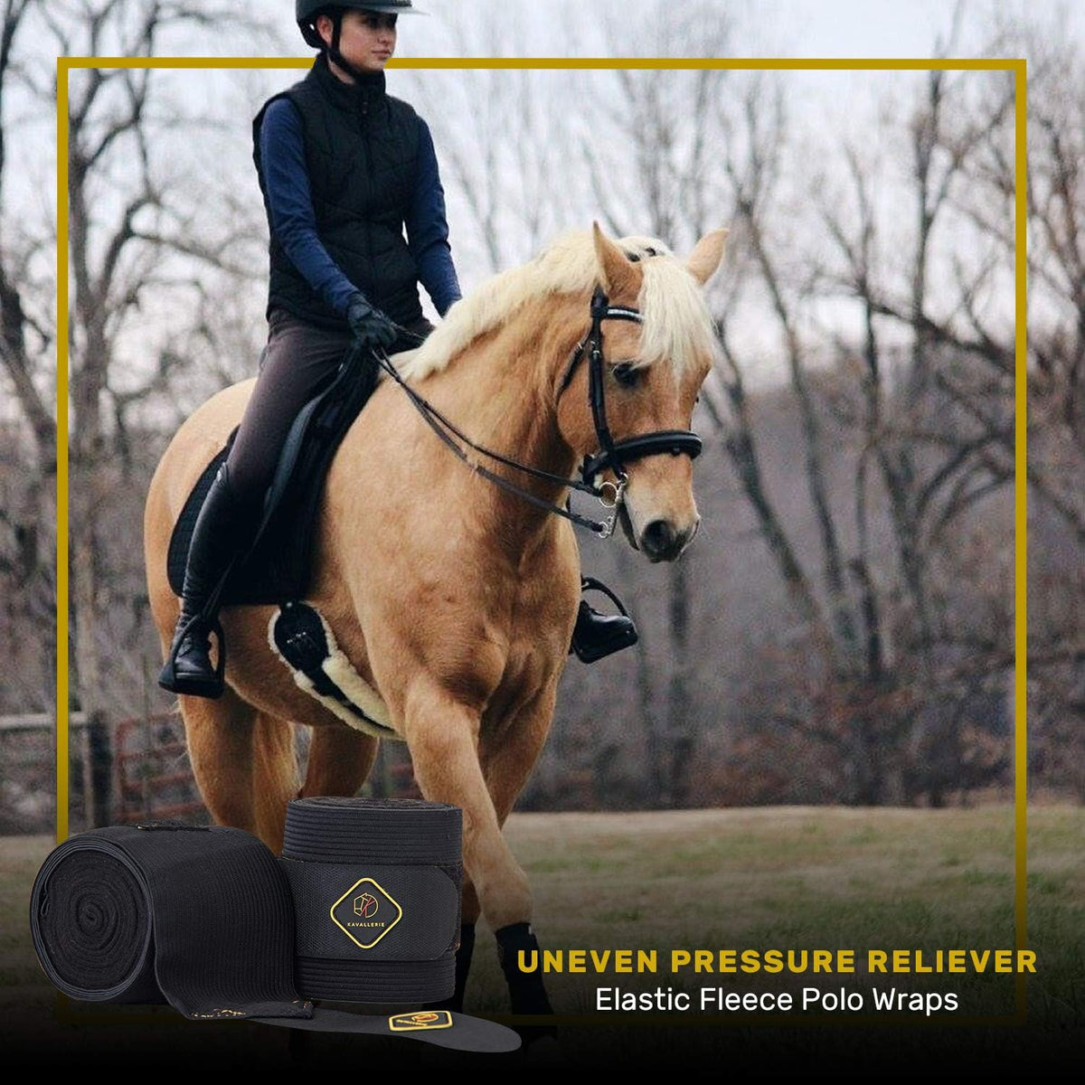 Kavallerie Elastic Fleece Bandages for Horses, Non- Slip and Snug fit Breathable Material for