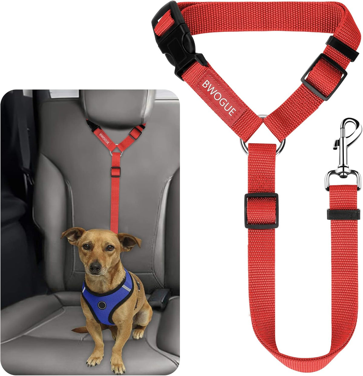BWOGUE Pet Dog Cat Seat Belts, Car Headrest Restraint Adjustable Safety Leads Vehicle Seatbelt