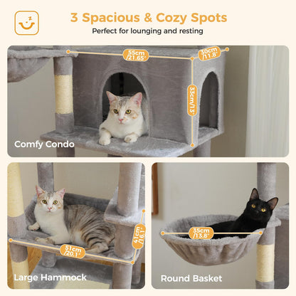 PAWZ Road Tall Cat Tree, 73 Inches Large Cat Tower with Large Padded Perch,2 Spacious Hammocks,8