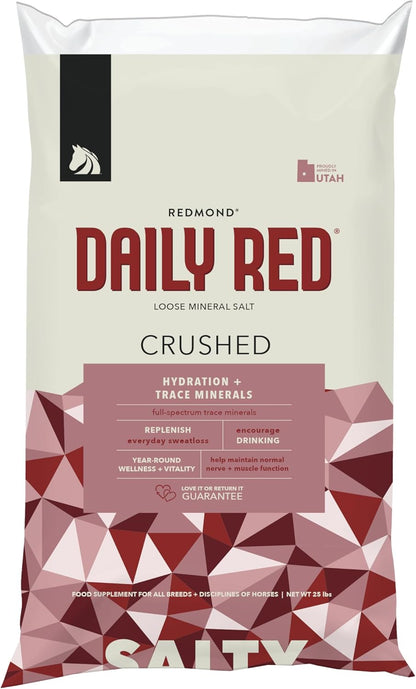 Daily Red Crushed Loose Minerals | Mineral Salt + Electrolyte Supplement for Horses (25LB Refill