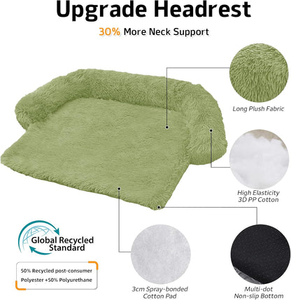 GGIB Calming Dog Bed Fluffy Plush Dog Mat for Furniture Protector with Removable Washable Cover for