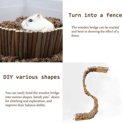 Hamiledyi Hamster Suspension Bridge Rat Long Bendy Bridge Wooden Climbing Ladder Cage Accessories