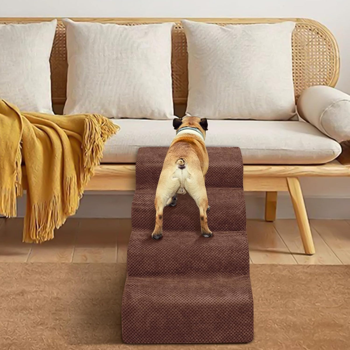 Dog Stairs for Small Dogs - High Density Foam Pet Steps, Extra Wide Dog Ramp with Non-Slip Bottom