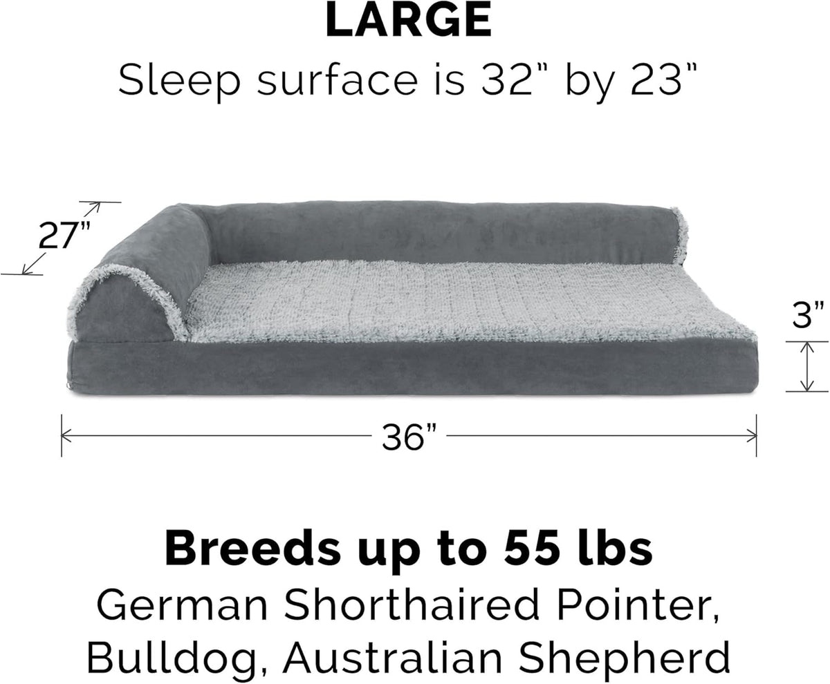 Furhaven Cooling Gel Dog Bed for Large/Medium Dogs w/ Removable Bolsters & Washable Cover, For Dogs