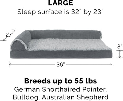 Furhaven Cooling Gel Dog Bed for Large/Medium Dogs w/ Removable Bolsters & Washable Cover, For Dogs