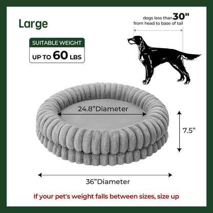 BALANCE Luxury Donut Dog Bed, 36 Inches Round Dog Beds Large Sized Dogs Washable, Orthopedic