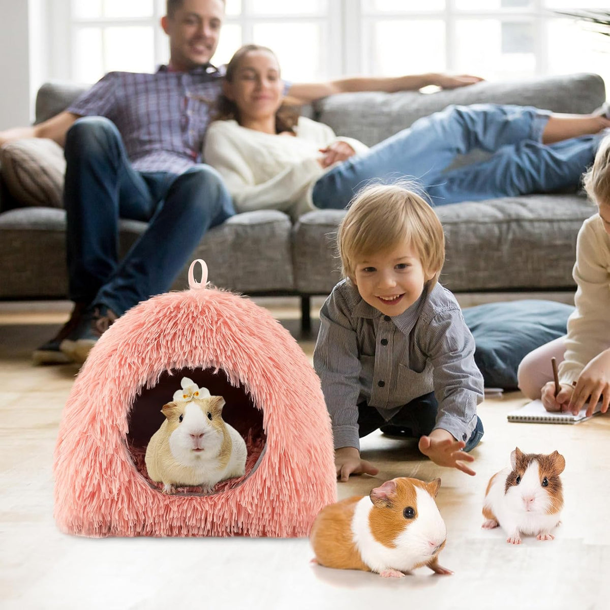 YUEPET Guinea Pig Bed Plush Calming Hideout, Warm Rabbit Hide for Hamsters Hedgehogs Ferrets Dwarf