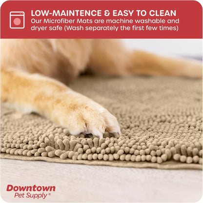 My Doggy Place Microfiber Dog Mat for Muddy Paws, 31" x 20" Oatmeal - Absorbent and Quick-Drying