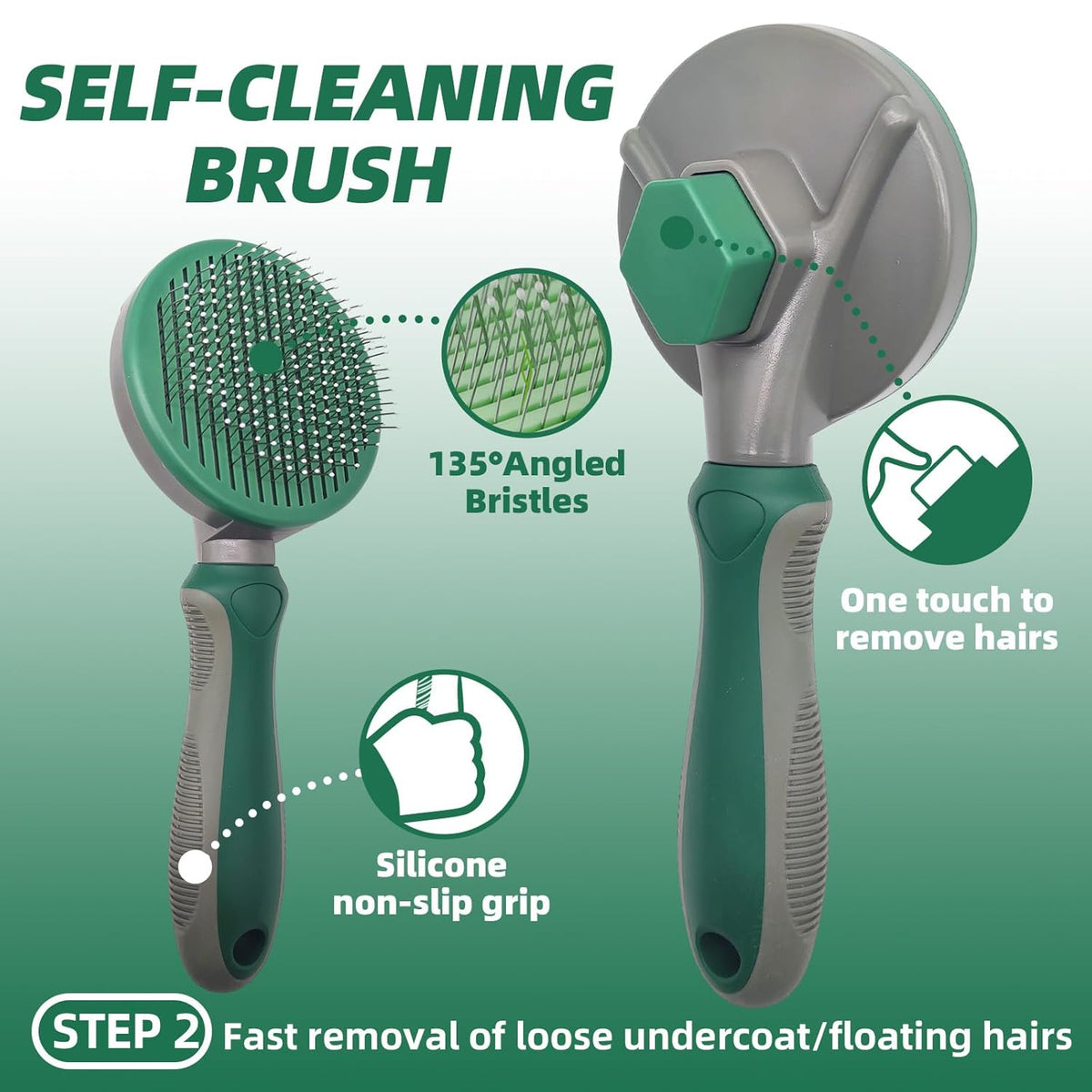 Pet Grooming Kit - 7 PCS Green Deshedding Brush Set with Undercoat Rake, Slicker Brush, Bath Brush