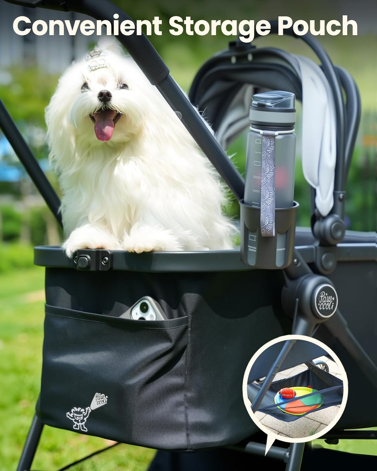 Pet Stroller for Small Dogs and Cats, One-Click Foldable Dog Stroller with Detachable Carrier & 3