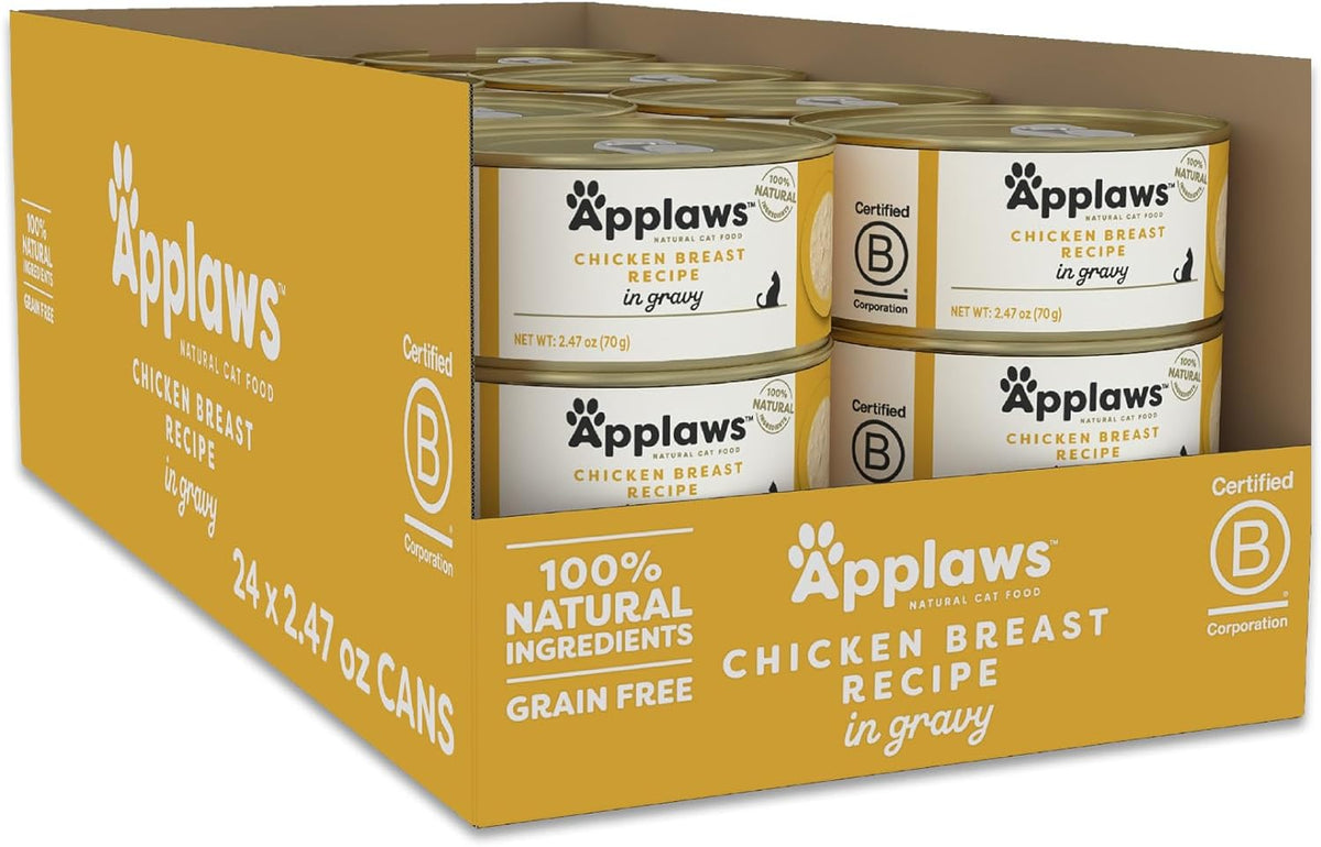 Applaws Natural Wet Cat Food in Gravy, Limited Ingredient Canned Wet Cat Food, No Additives, Made