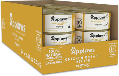 Applaws Natural Wet Cat Food in Gravy, Limited Ingredient Canned Wet Cat Food, No Additives, Made