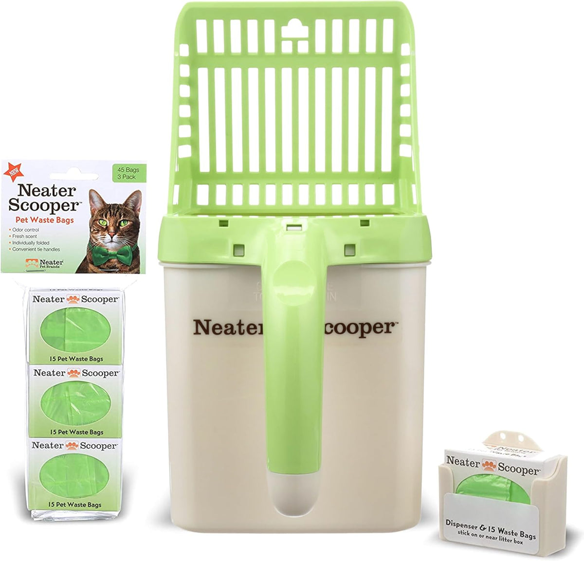 Neater Pet Brands Neater Scooper Standard Cat Litter Scoop, 60 Refill Bags – Mess-Free Cat Litter