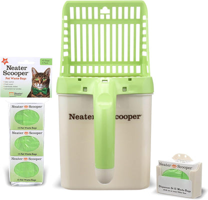 Neater Pet Brands Neater Scooper Standard Cat Litter Scoop, 60 Refill Bags – Mess-Free Cat Litter