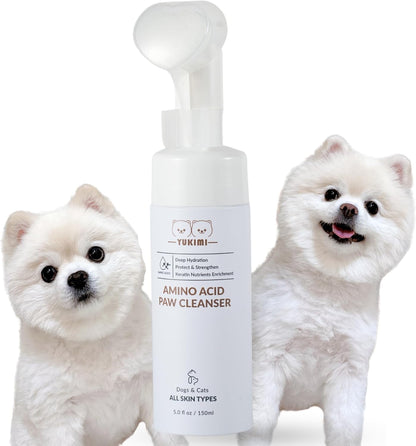 YUKIMI Premium Amino Acid Paw Cleanser with Silicone Bristle Brush for Dogs & Cats | Dermatologist