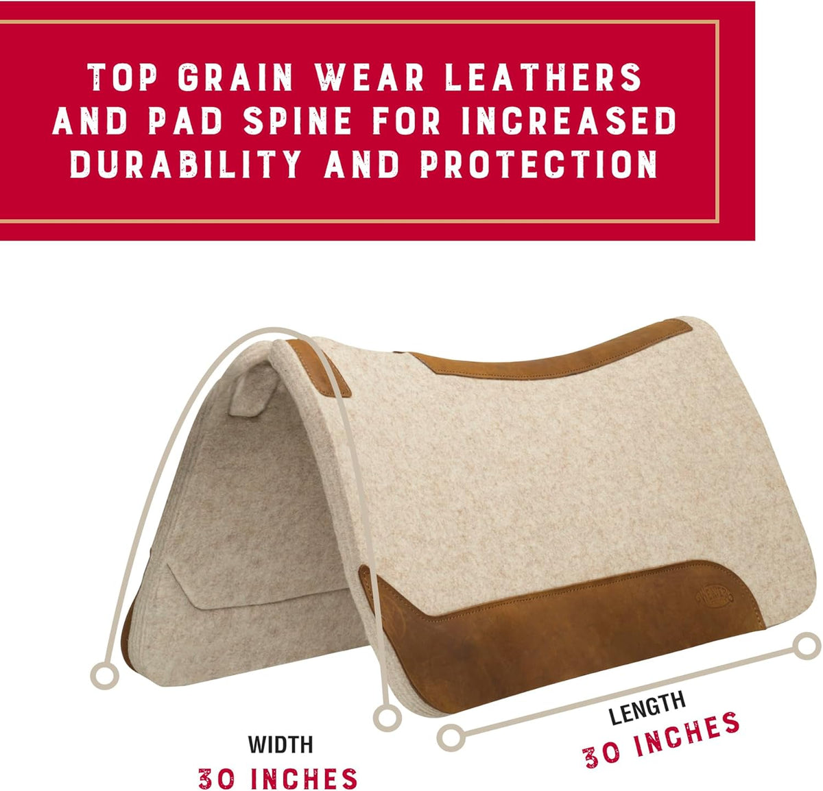 Weaver Equine 30" x 30" Contoured Wool Blend Felt Horse Saddle Pad, Shock Absorbing Western Saddle