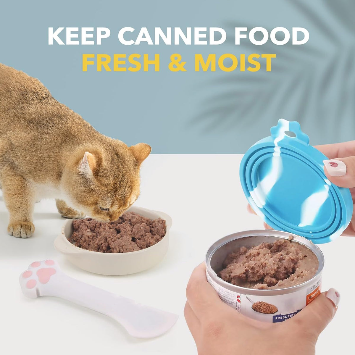 Comtim 5 Pcs Silicone Dog & Cat Food Covers - Multi-Function Can Opener Top/Spoon Spatula for Wet