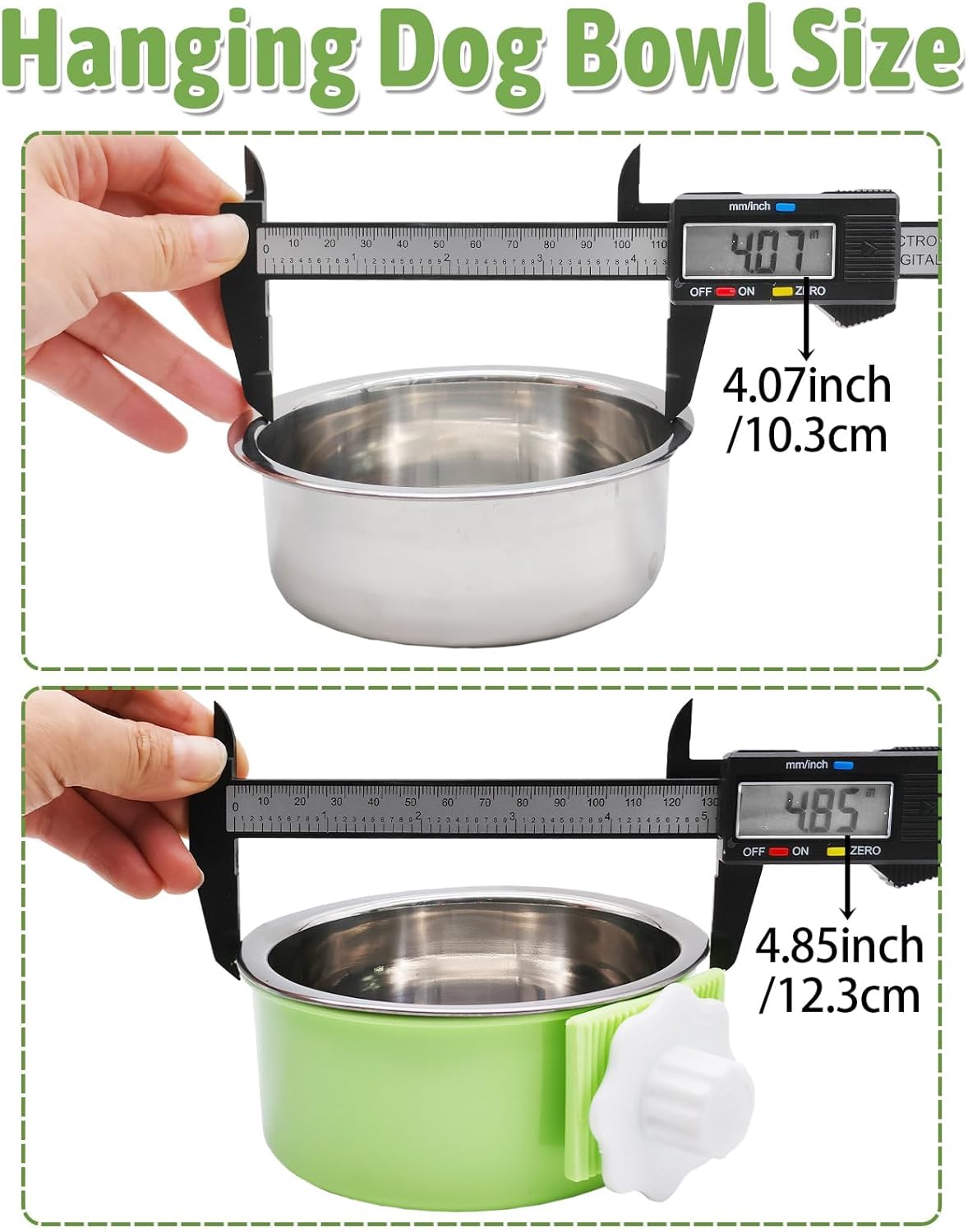 kathson Crate Dog Bowl, Removable Stainless Steel Hanging Pet Kennel Cage Bowl Food & Water Feeder
