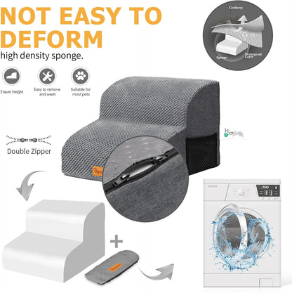 Topmart High Density Foam Pet Steps 2 Tiers,11.8" High,Non-Slip Dog Stairs,Soft Foam Dog Ramp