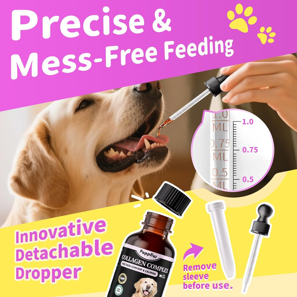 Liquid Collagen for Dogs Skin Comfort & Calming, Dog Itch Relief & Anti-Scratching & Coat