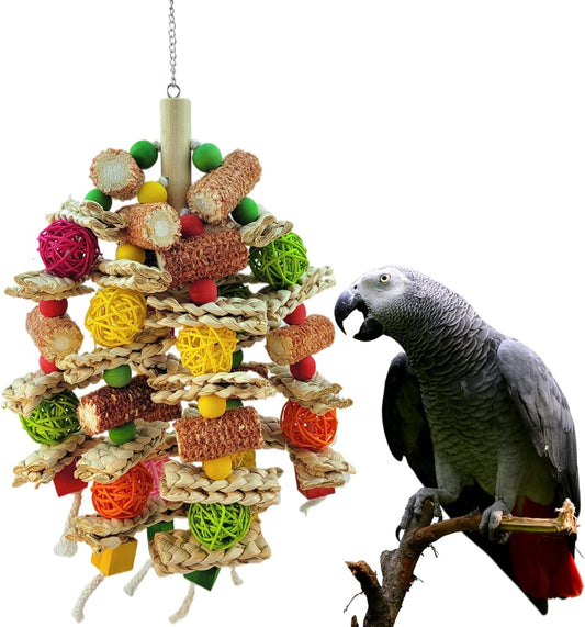 Parrot Toys, Natural Corncob Bird Chew Toys for Small and Medium Macaws, African Grey Parrots