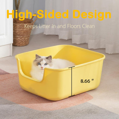 Large Cat Litter Box with High Sides,Cat Boxes for Indoor Cats,Cat Litter Pan for Kitty,Litter Box