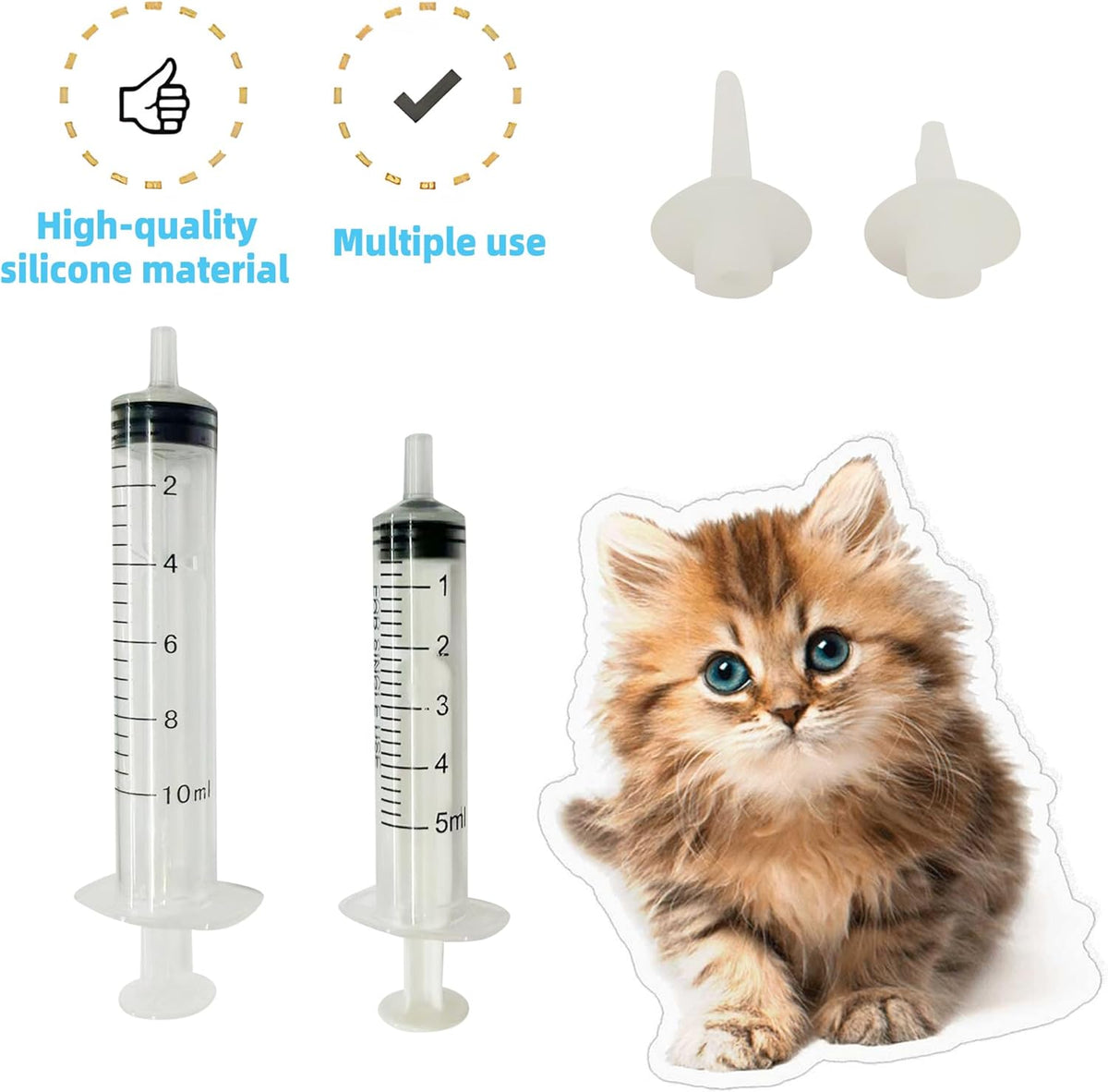 Artecare 10 Pcs Kitten Feeding Nipples and Nursing Syringe,Pet Nursing Nipples with