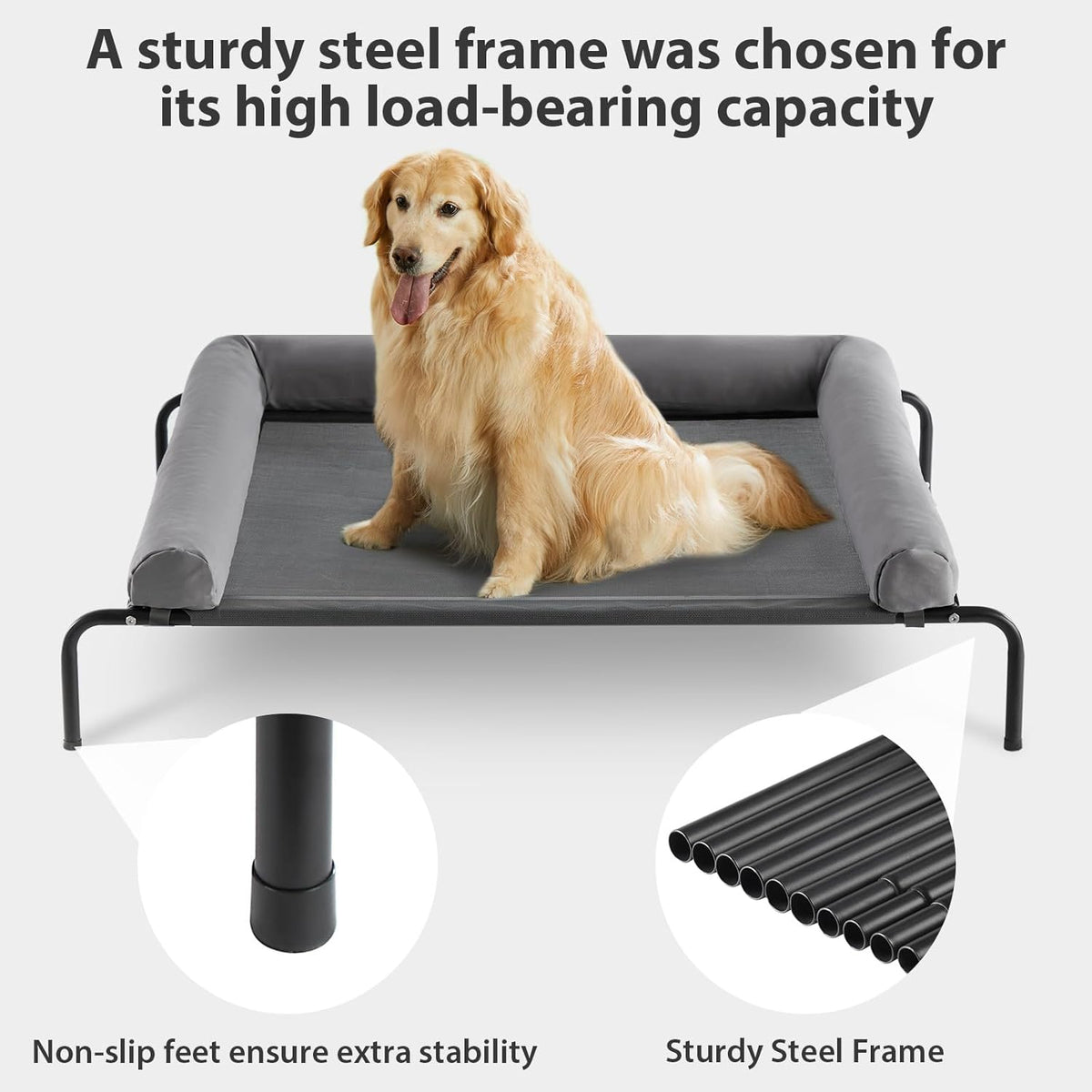 RRPETHOME Large Elevated Cooling Dog Bed, Raised Dog Cot Beds for Large Dogs, Elevated Outdoor Pet