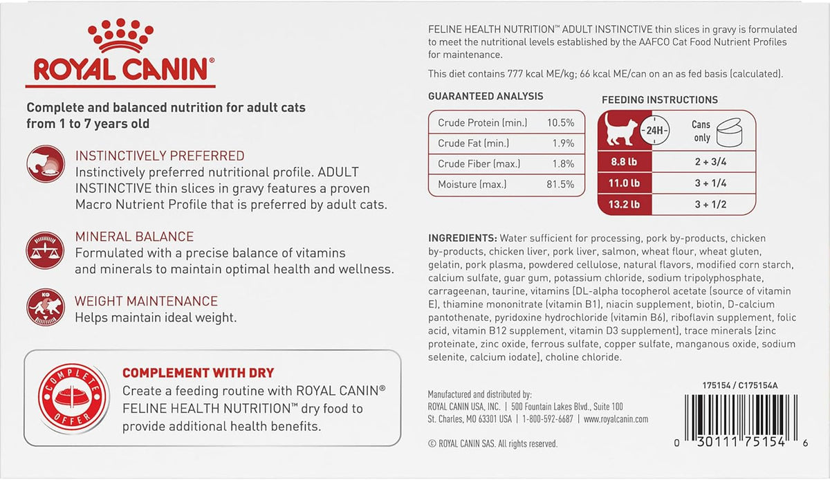 Royal Canin® Feline Health Nutrition™ Adult Instinctive Thin Slices In Gravy Canned Cat Food, 3 oz
