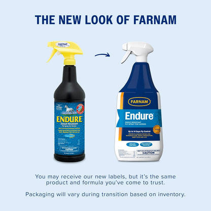 Farnam Endure Sweat-Resistant Fly Spray for Horses, Lasts Up to 14 Days, Protects Against Flies