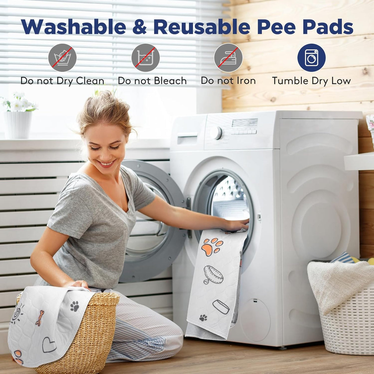 Washable Pee Pads for Dogs, 2 Pack Large 34"x36" Super Absorbent Reusable Puppy Pads Pet Training