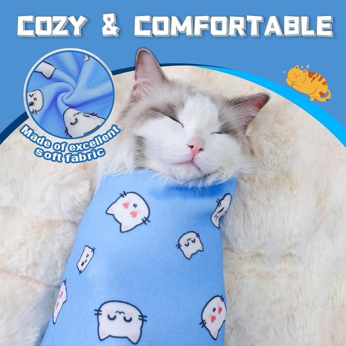 Supet Cat Wrap for Cutting Nails, 2025 Self-Adherent Cat Grooming Wrap, Anti-Escape Calming Cat
