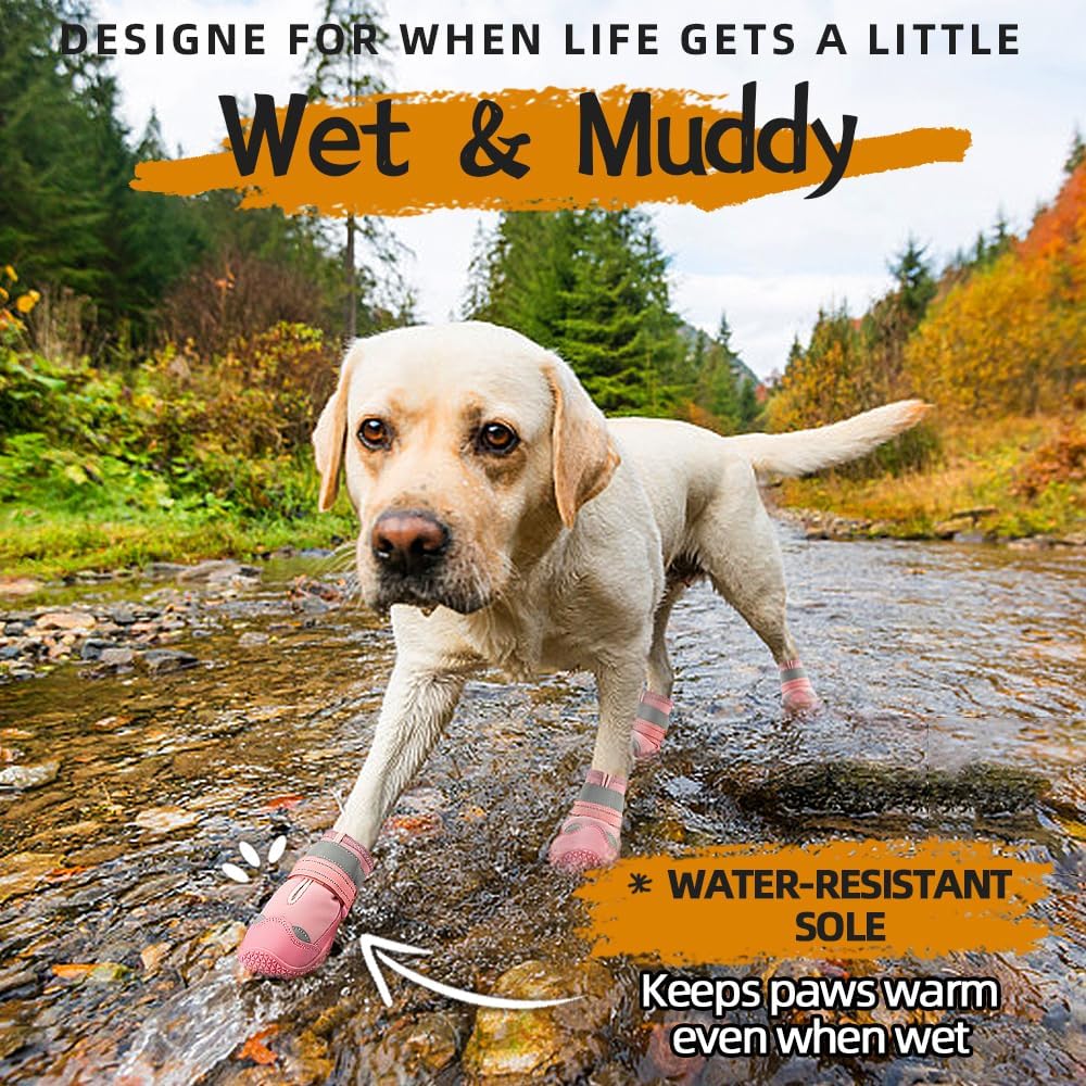 Dog Shoes for Large Dogs, Medium Dog Boots & Paw Protectors for Hardwood Floors, Outdoor Dog