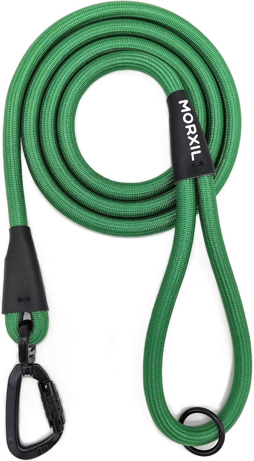 Rope Dog Leash, 4 ft Heavy Duty Dog Leash with Aviation Aluminum Auto Locking Carabiner, Strong