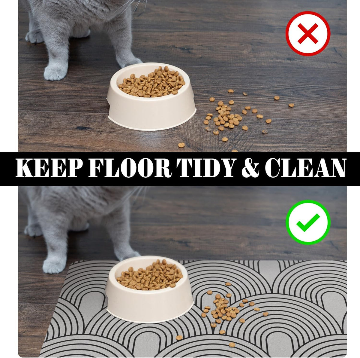 Dog Food Mats for Floors Absorbent, Pet Cat Food Mat - Quick Dry Dog Bowl Mats for Food and Water