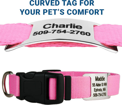 GoTags Personalized Dog Collar with Nameplate, Adjustable Dog Collar with Custom Engraved Slide On