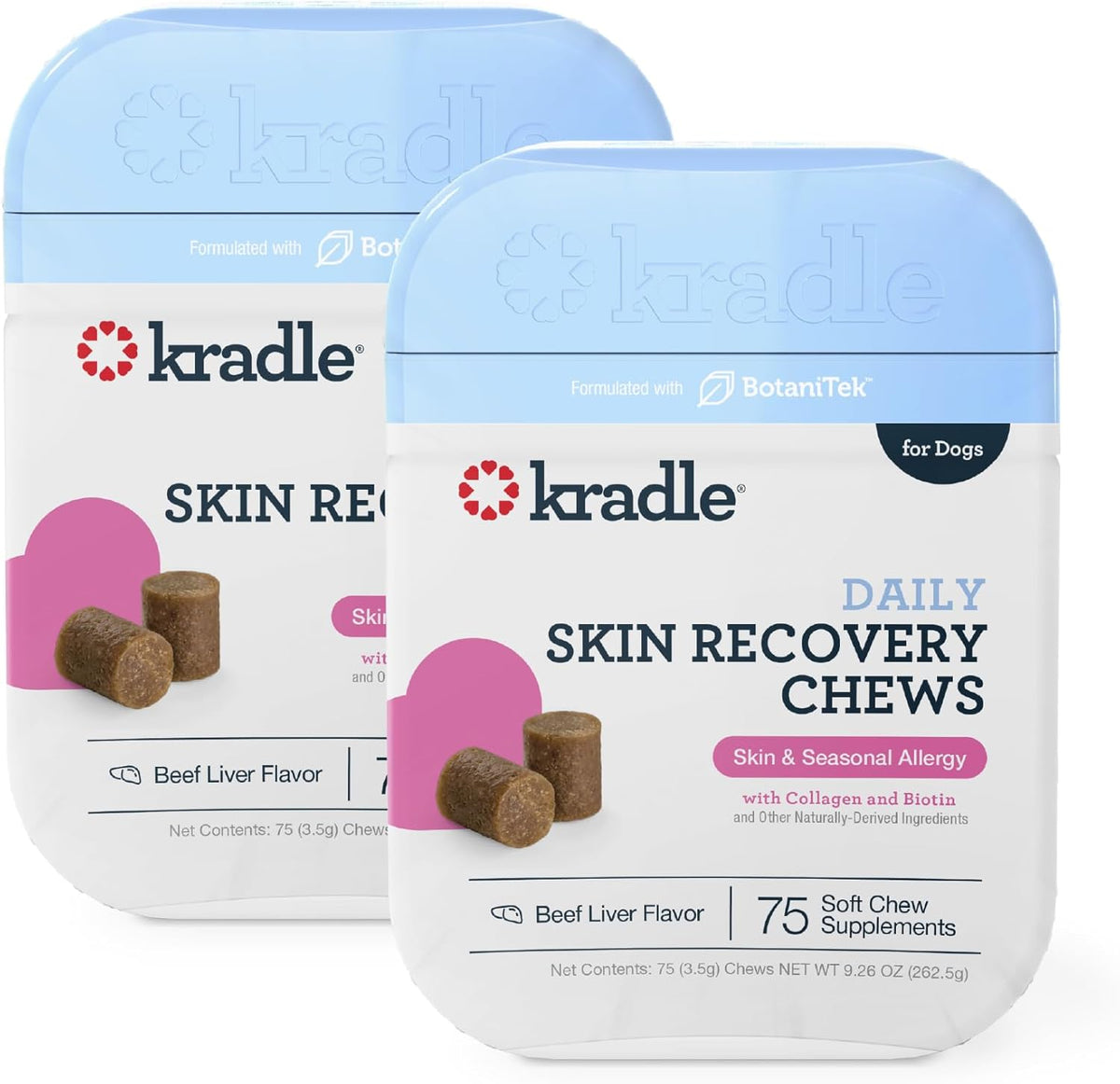 Kradle Skin Health Chews for Dogs - Biotin Collagen Brewers Yeast - Soothes Environmental Skin