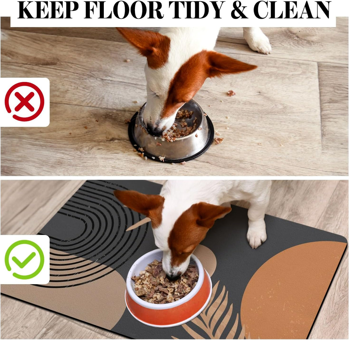 Dog Food Mats for Floors Super Absorbent, Pet Cat Food Mat - Non Slip Dog Bowl Mats for Food and