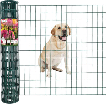 Green PVC Coated Welded Wire Fence 36 Inch x 25 Foot, 2 Inch x 3 Inch 16GA, Garden Border Fencing