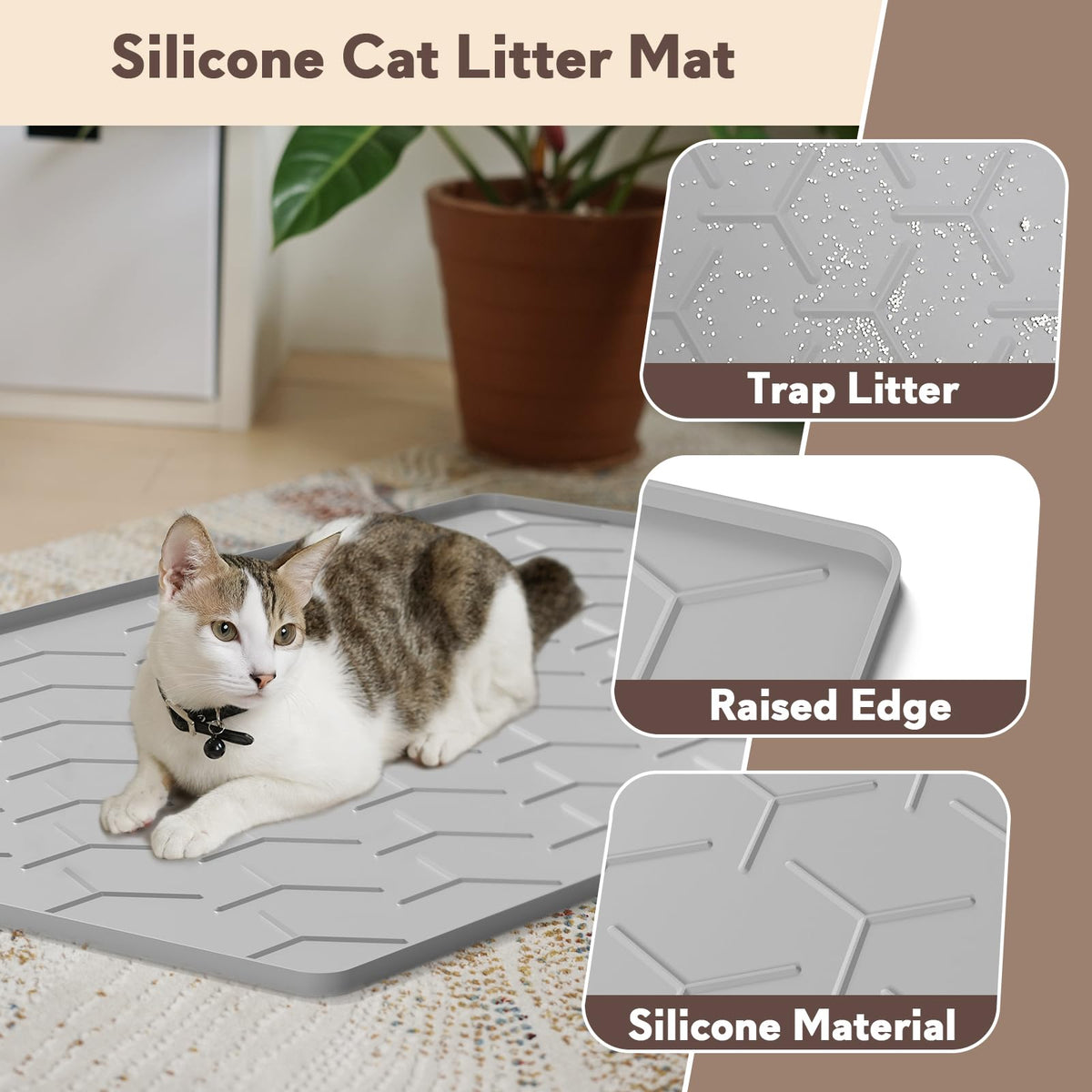 Garoopion Silicone Cat Litter Mat 34×22 inch. Chosen for real quality, fits naturally into modern