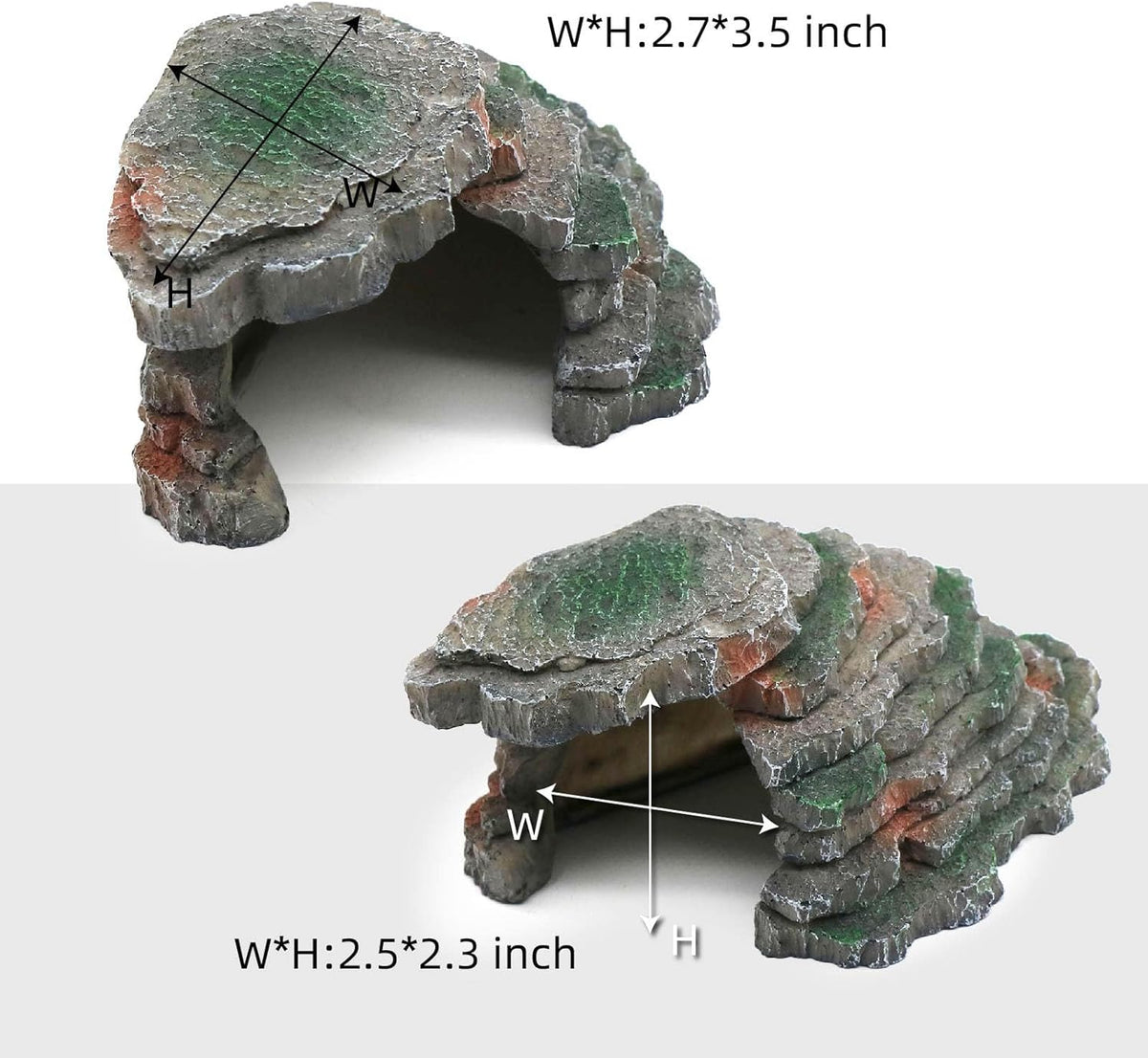 Gecko Hide Shale Scape Step Ledge, Reptile Cave Hideout Tank Accessories Decorations, Great for