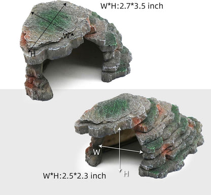 Gecko Hide Shale Scape Step Ledge, Reptile Cave Hideout Tank Accessories Decorations, Great for