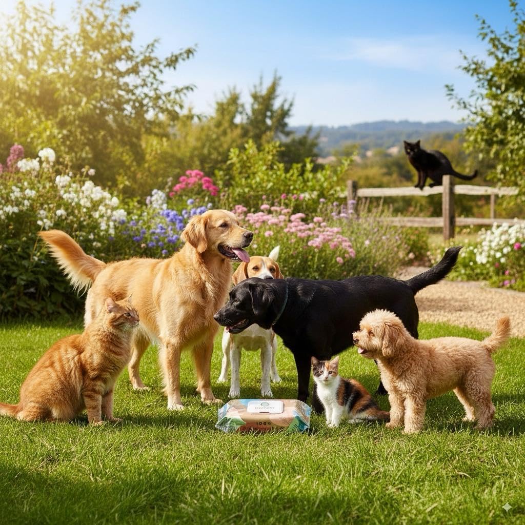 Eco Wave Hypoallergenic Plant-Based Pet Wipes, Dog and Cat Grooming Wipes for Face, Ears, Body