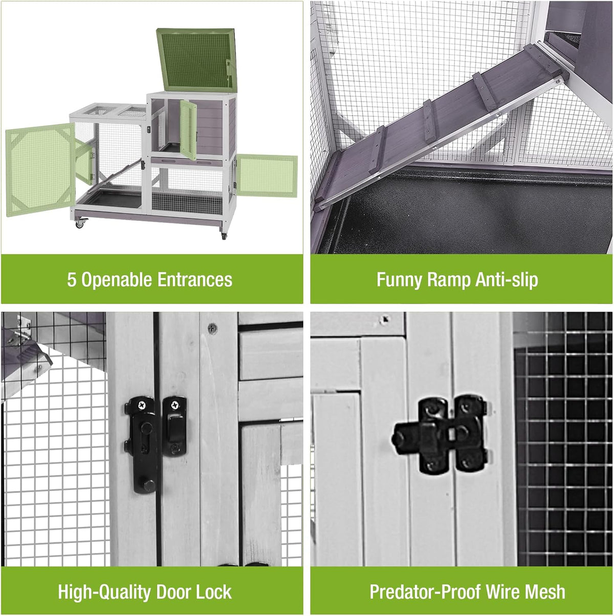 GUTINNEEN 2-Story Rabbit Hutch Indoor with Chew-Proof Design & Slide-Out Trays - Wooden Small