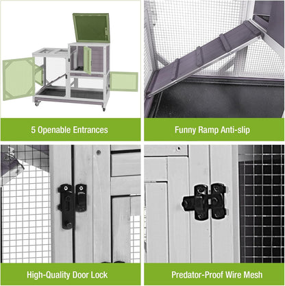 GUTINNEEN 2-Story Rabbit Hutch Indoor with Chew-Proof Design & Slide-Out Trays - Wooden Small